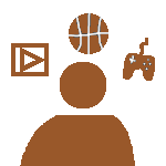 en person med interesser over hodet